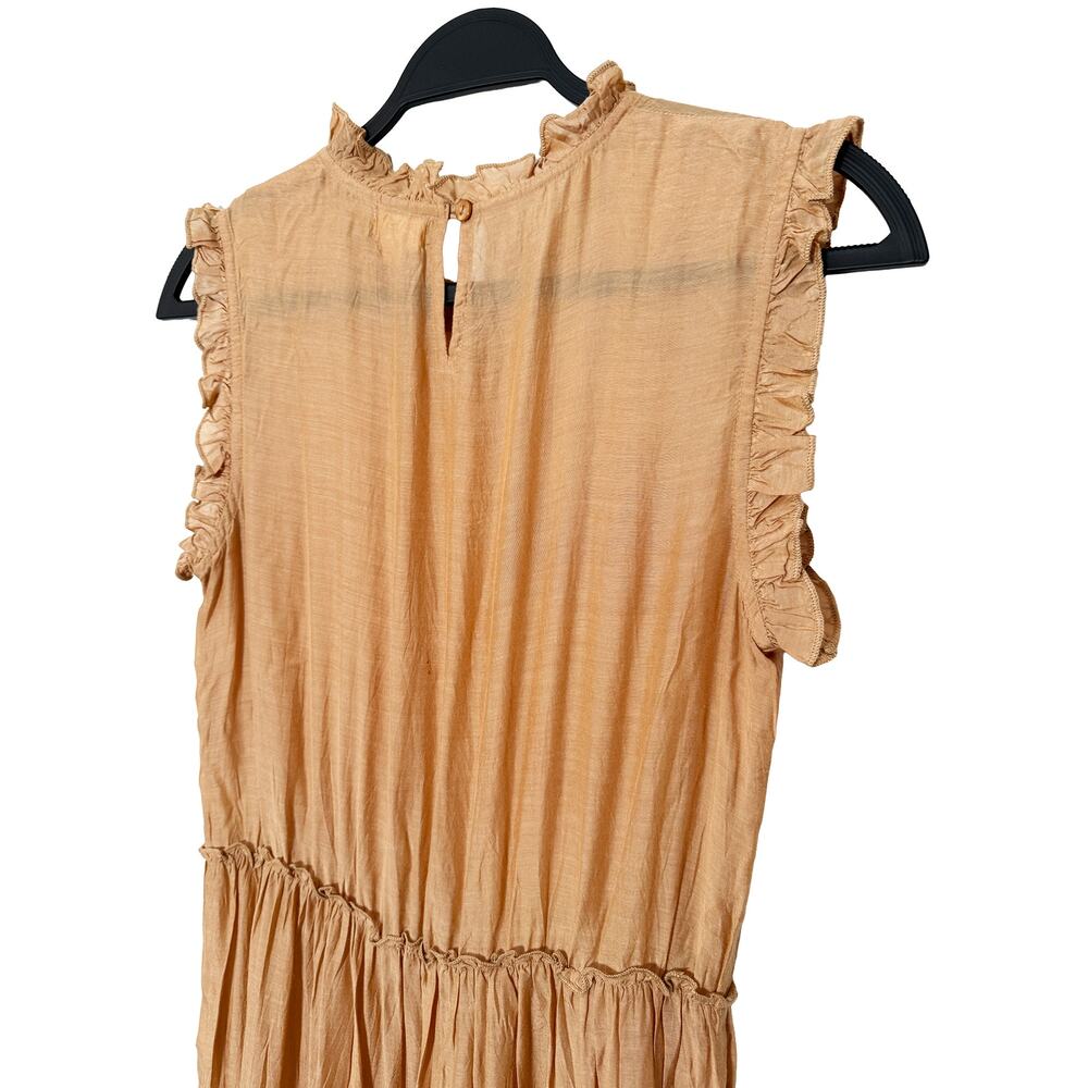 Tuckernuck Guadalupe Women's Sleeveless Cotton Tiered Midi Dress Ruffle Tan S - Picture 5 of 8